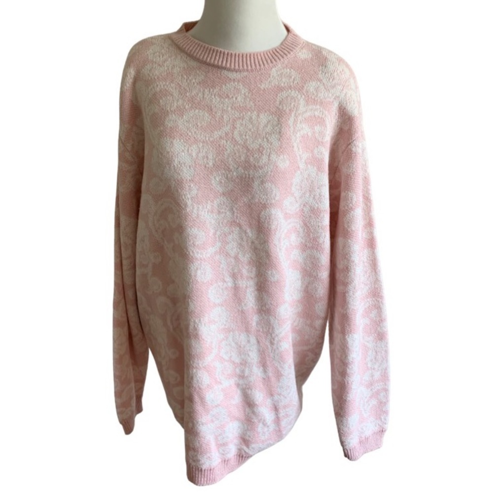 Vintage 1980’s Alfred Dunner 2 Piece Set Powder Pink Floral Sweater - Picture 5 of 16